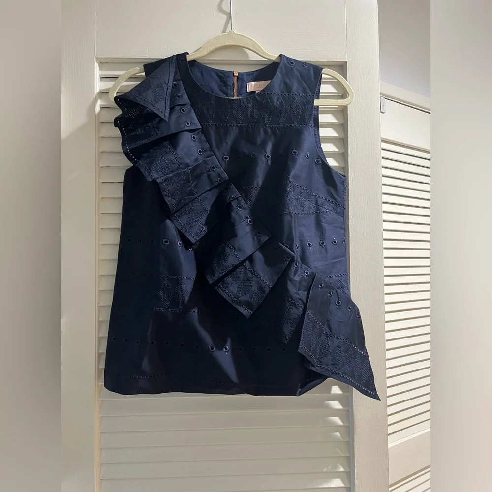 Ted Baker Forelli Ruffle Embroidered Top - Picture 4 of 8